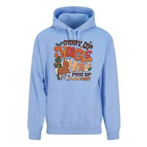 Cowboy Christmas Giddy Up Jingle Horse Pick Up Your Feet Howdy Unisex Surf Hoodie