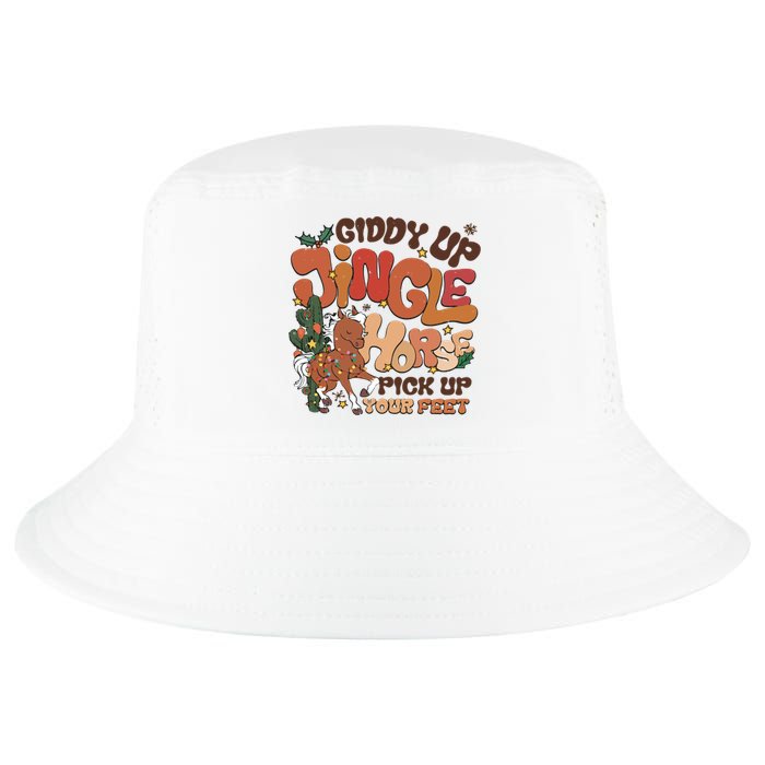 Cowboy Christmas Giddy Up Jingle Horse Pick Up Your Feet Howdy Cool Comfort Performance Bucket Hat