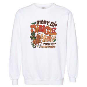 Cowboy Christmas Giddy Up Jingle Horse Pick Up Your Feet Howdy Garment-Dyed Sweatshirt