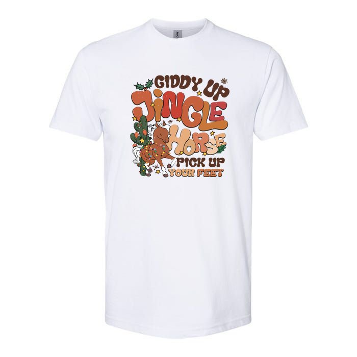 Cowboy Christmas Giddy Up Jingle Horse Pick Up Your Feet Howdy Softstyle CVC T-Shirt