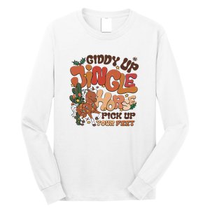 Cowboy Christmas Giddy Up Jingle Horse Pick Up Your Feet Howdy Long Sleeve Shirt