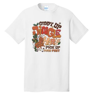 Cowboy Christmas Giddy Up Jingle Horse Pick Up Your Feet Howdy Tall T-Shirt