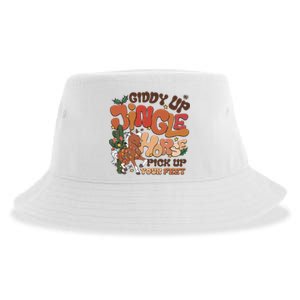 Cowboy Christmas Giddy Up Jingle Horse Pick Up Your Feet Howdy Sustainable Bucket Hat