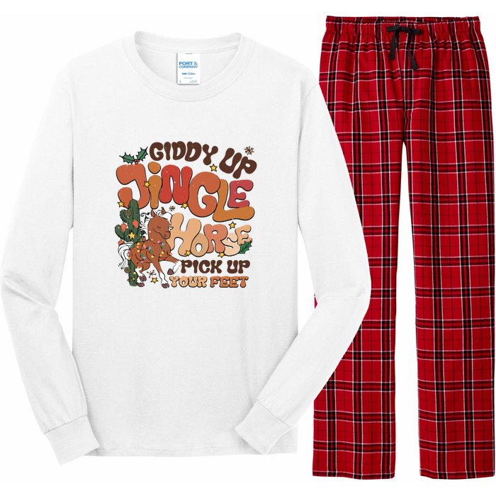 Cowboy Christmas Giddy Up Jingle Horse Pick Up Your Feet Howdy Long Sleeve Pajama Set