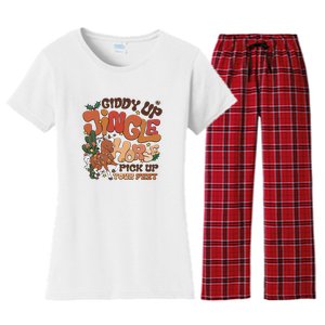 Cowboy Christmas Giddy Up Jingle Horse Pick Up Your Feet Howdy Women's Flannel Pajama Set