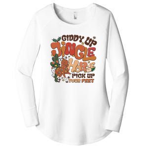 Cowboy Christmas Giddy Up Jingle Horse Pick Up Your Feet Howdy Women's Perfect Tri Tunic Long Sleeve Shirt