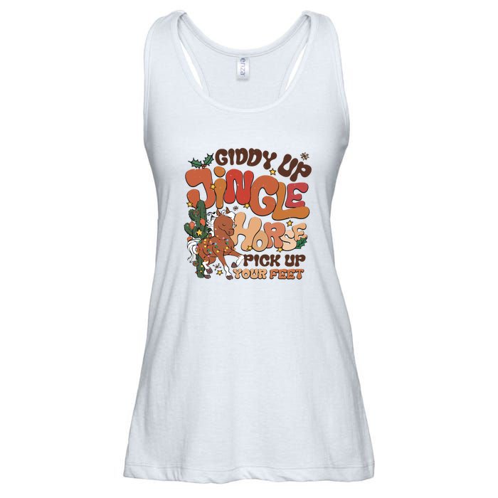 Cowboy Christmas Giddy Up Jingle Horse Pick Up Your Feet Howdy Ladies Essential Flowy Tank