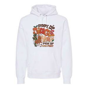 Cowboy Christmas Giddy Up Jingle Horse Pick Up Your Feet Howdy Premium Hoodie