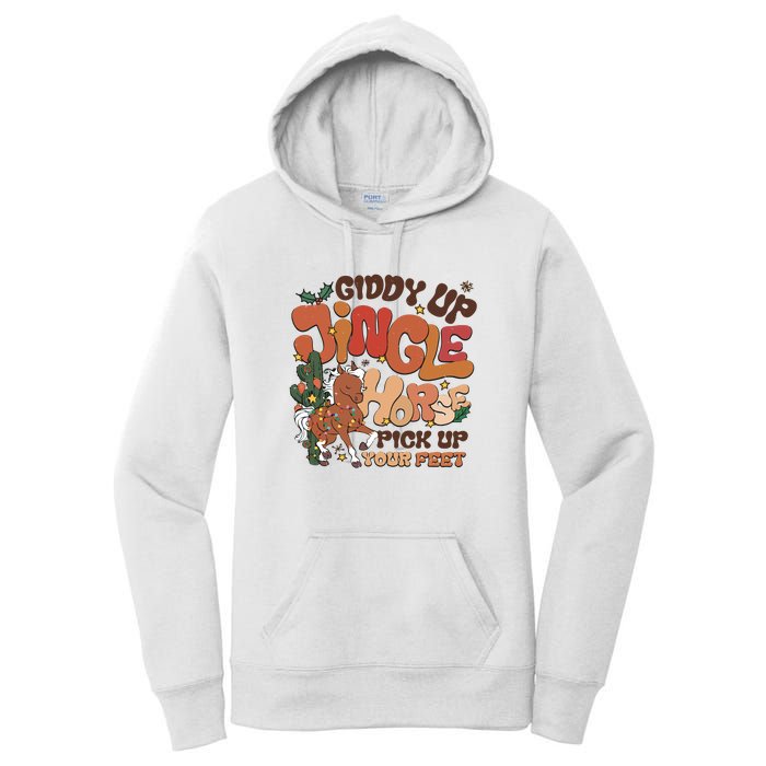 Cowboy Christmas Giddy Up Jingle Horse Pick Up Your Feet Howdy Women's Pullover Hoodie