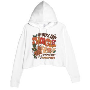 Cowboy Christmas Giddy Up Jingle Horse Pick Up Your Feet Howdy Crop Fleece Hoodie