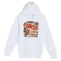 Cowboy Christmas Giddy Up Jingle Horse Pick Up Your Feet Howdy Premium Pullover Hoodie