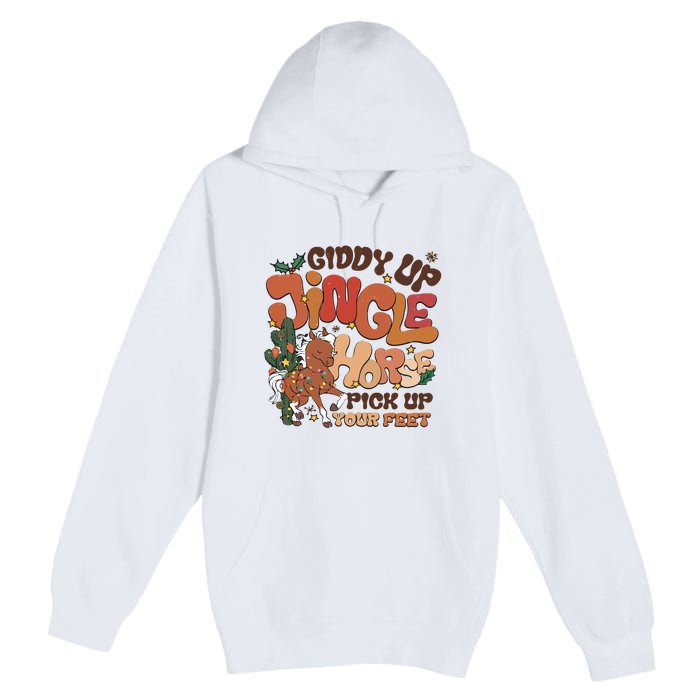 Cowboy Christmas Giddy Up Jingle Horse Pick Up Your Feet Howdy Premium Pullover Hoodie