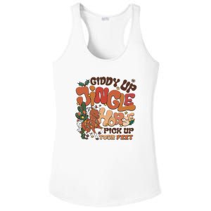 Cowboy Christmas Giddy Up Jingle Horse Pick Up Your Feet Howdy Ladies PosiCharge Competitor Racerback Tank