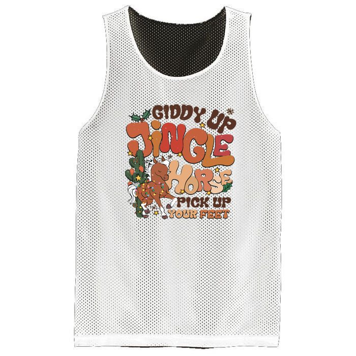 Cowboy Christmas Giddy Up Jingle Horse Pick Up Your Feet Howdy Mesh Reversible Basketball Jersey Tank