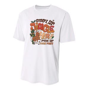 Cowboy Christmas Giddy Up Jingle Horse Pick Up Your Feet Howdy Performance Sprint T-Shirt