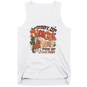 Cowboy Christmas Giddy Up Jingle Horse Pick Up Your Feet Howdy Tank Top