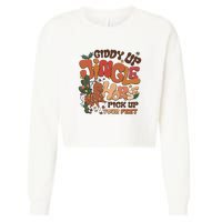 Cowboy Christmas Giddy Up Jingle Horse Pick Up Your Feet Howdy Cropped Pullover Crew