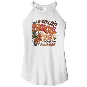 Cowboy Christmas Giddy Up Jingle Horse Pick Up Your Feet Howdy Women's Perfect Tri Rocker Tank