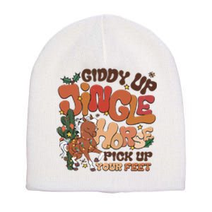 Cowboy Christmas Giddy Up Jingle Horse Pick Up Your Feet Howdy Short Acrylic Beanie