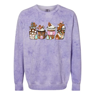 Coffee Christmas Gingerbread Pink Funny Latte Cozy Winter Colorblast Crewneck Sweatshirt