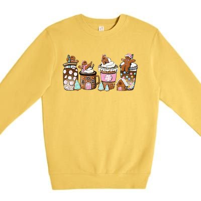 Coffee Christmas Gingerbread Pink Funny Latte Cozy Winter Premium Crewneck Sweatshirt