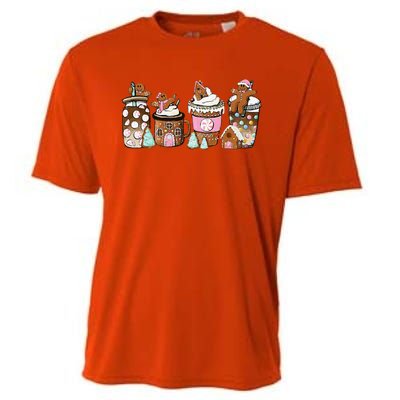 Coffee Christmas Gingerbread Pink Funny Latte Cozy Winter Cooling Performance Crew T-Shirt