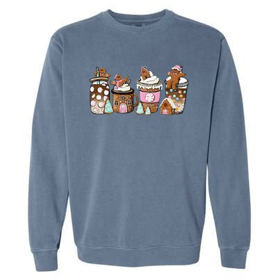 Coffee Christmas Gingerbread Pink Funny Latte Cozy Winter Garment-Dyed Sweatshirt