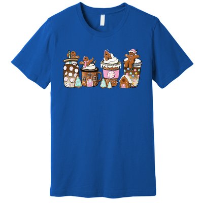 Coffee Christmas Gingerbread Pink Funny Latte Cozy Winter Premium T-Shirt