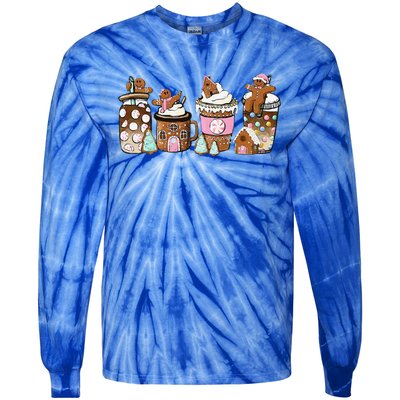 Coffee Christmas Gingerbread Pink Funny Latte Cozy Winter Tie-Dye Long Sleeve Shirt