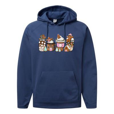 Coffee Christmas Gingerbread Pink Funny Latte Cozy Winter Performance Fleece Hoodie