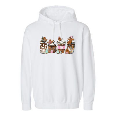 Coffee Christmas Gingerbread Pink Funny Latte Cozy Winter Garment-Dyed Fleece Hoodie