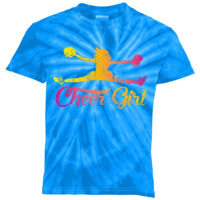 Cheerleader Cheer Girl Colorful Cheerleading Kids Tie-Dye T-Shirt