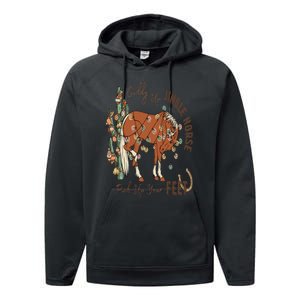 Cowboy Christmas Giddy Up Jingle Horse Pick Up Your Feet Performance Fleece Hoodie