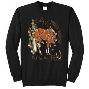 Cowboy Christmas Giddy Up Jingle Horse Pick Up Your Feet Sweatshirt