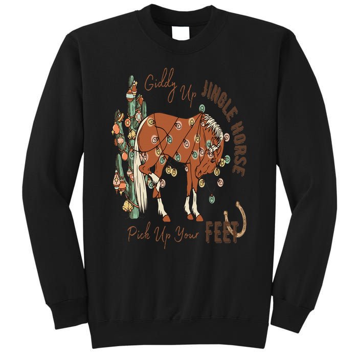 Cowboy Christmas Giddy Up Jingle Horse Pick Up Your Feet Sweatshirt