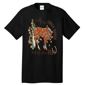 Cowboy Christmas Giddy Up Jingle Horse Pick Up Your Feet Tall T-Shirt