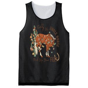 Cowboy Christmas Giddy Up Jingle Horse Pick Up Your Feet Mesh Reversible Basketball Jersey Tank