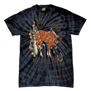 Cowboy Christmas Giddy Up Jingle Horse Pick Up Your Feet Tie-Dye T-Shirt