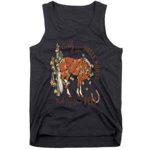 Cowboy Christmas Giddy Up Jingle Horse Pick Up Your Feet Tank Top