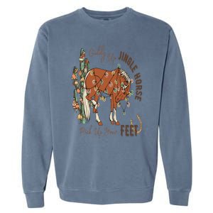 Cowboy Christmas Giddy Up Jingle Horse Pick Up Your Feet Garment-Dyed Sweatshirt