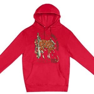 Cowboy Christmas Giddy Up Jingle Horse Pick Up Your Feet Premium Pullover Hoodie