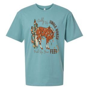 Cowboy Christmas Giddy Up Jingle Horse Pick Up Your Feet Sueded Cloud Jersey T-Shirt