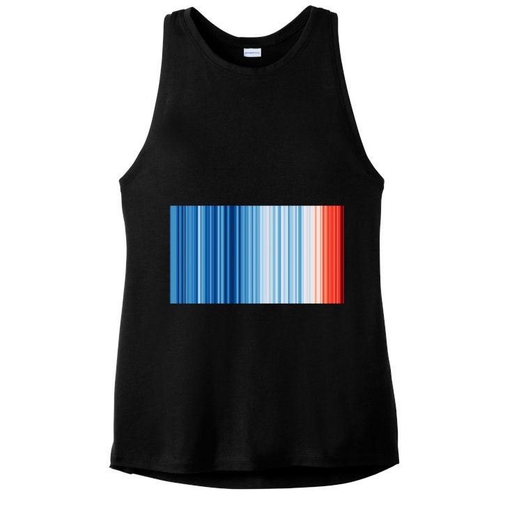 Climate Change Global Warming Temperature Stripes Ladies PosiCharge Tri-Blend Wicking Tank