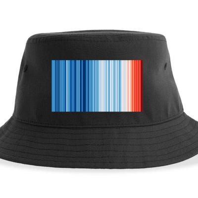 Climate Change Global Warming Temperature Stripes Sustainable Bucket Hat