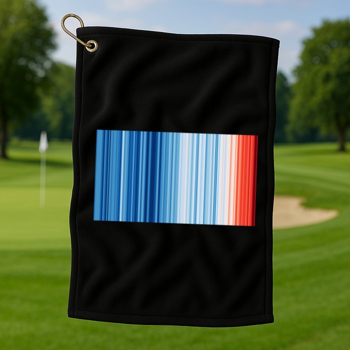 Climate Change Global Warming Temperature Stripes Golf Towel