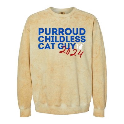 Childless Cat Guy Funny Childless Cat 2024 Childless Cat Colorblast Crewneck Sweatshirt