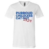 Childless Cat Guy Funny Childless Cat 2024 Childless Cat V-Neck T-Shirt