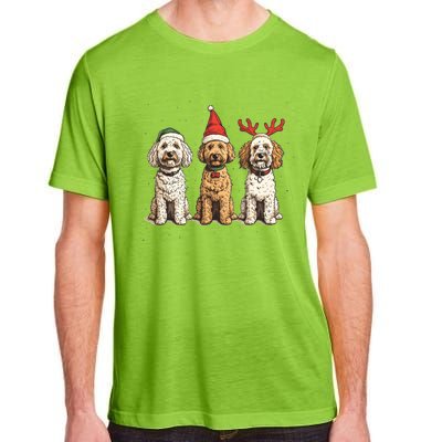 Cute Christmas Goldendoodle Dogs Santa Hat Reindeer Antlers Funny Gift Adult ChromaSoft Performance T-Shirt