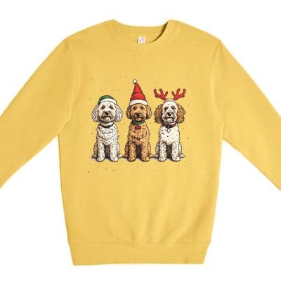 Cute Christmas Goldendoodle Dogs Santa Hat Reindeer Antlers Funny Gift Premium Crewneck Sweatshirt