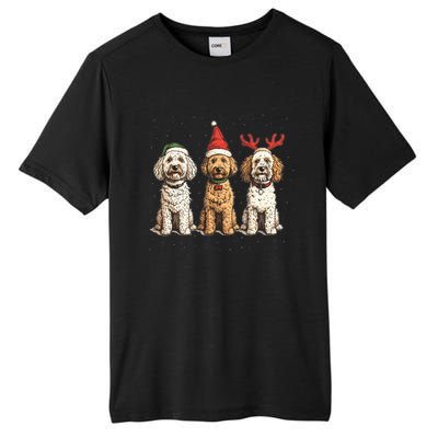 Cute Christmas Goldendoodle Dogs Santa Hat Reindeer Antlers Funny Gift Tall Fusion ChromaSoft Performance T-Shirt